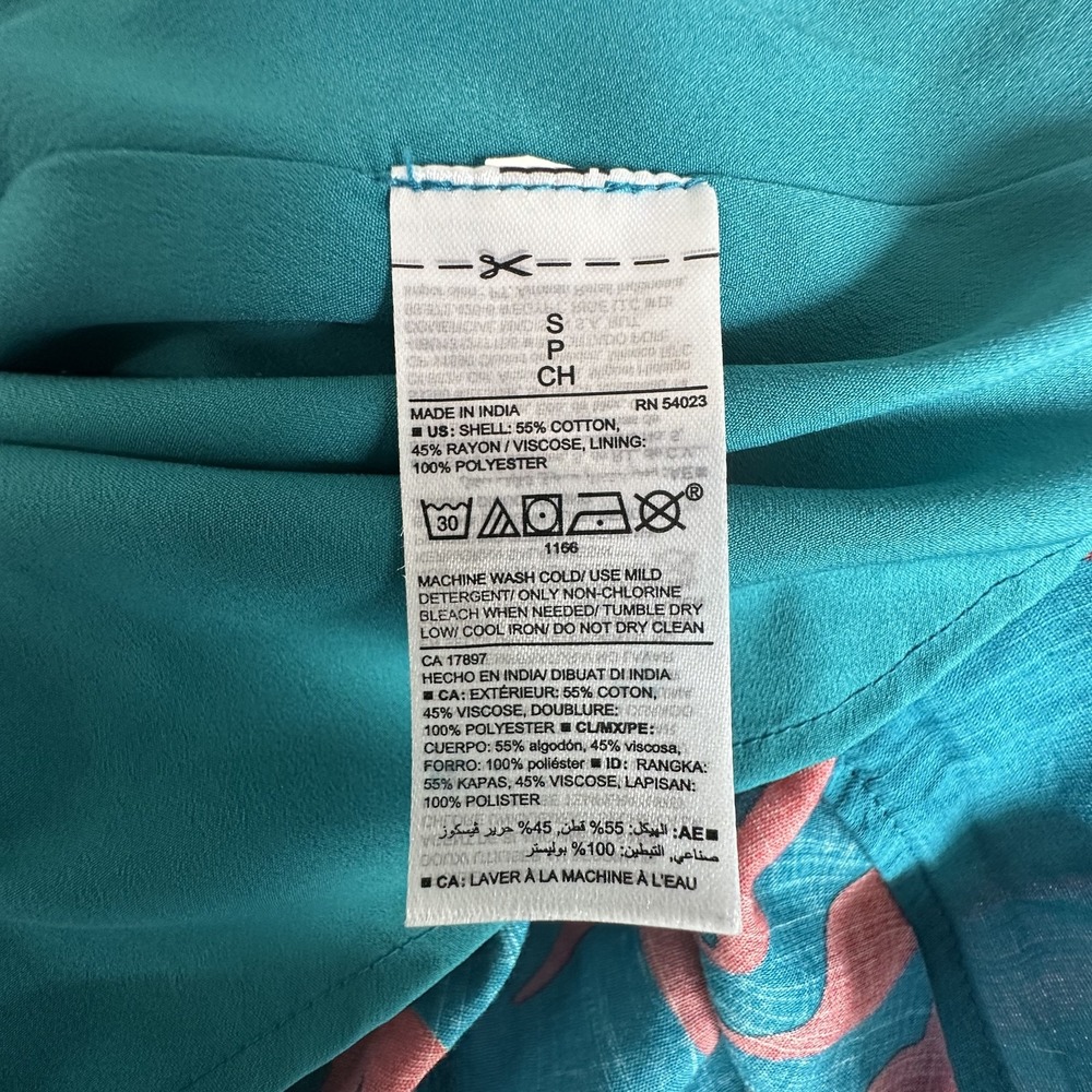 Old Navy Boho Coastal Beach Resort Tiered Teal Floral Maxi Dress Sz S Smocked - Picture 6 of 10